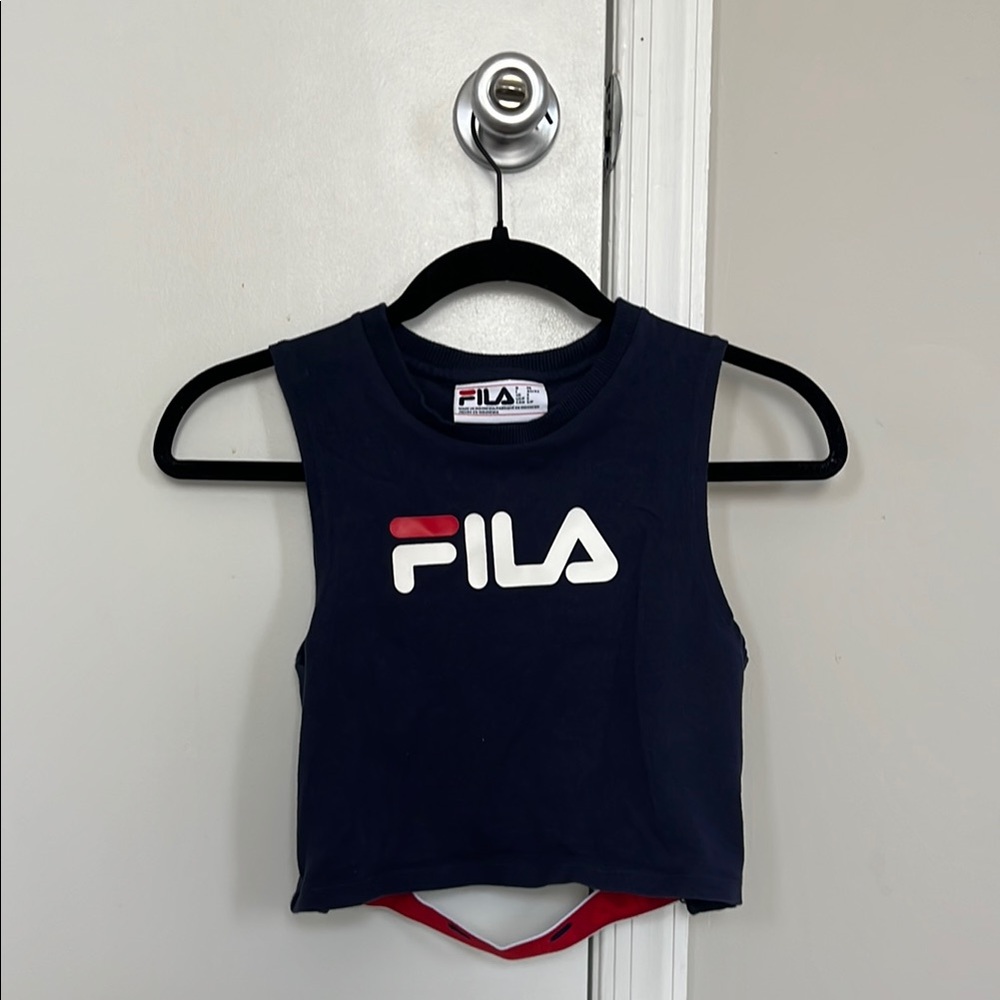 Fila Navy Sleeveless Crop Top
